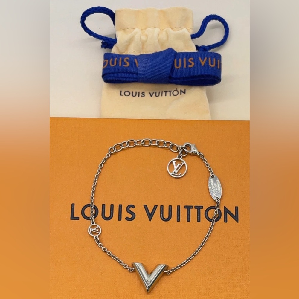 Louis Vuitton Silver Bracelet with Box & Dust Bag